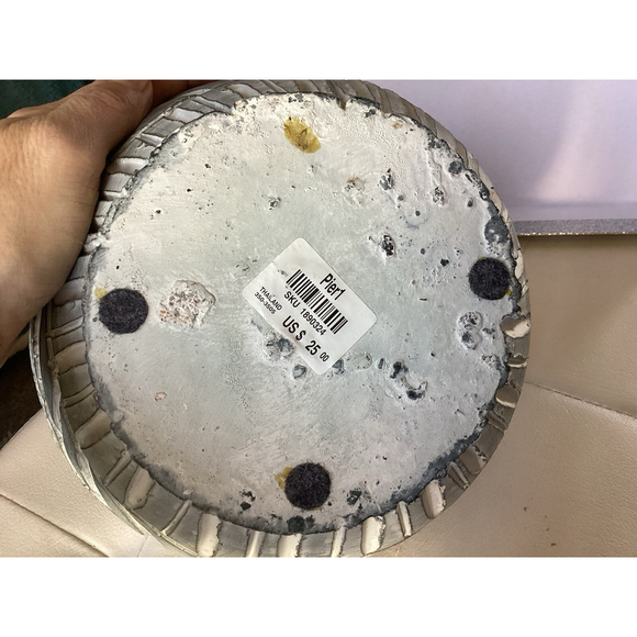 Pier 1 Blue Gray Ceramic Vase White Swirls Hand Crafted Pottery Large 8” Heavy - Picture 4 of 9